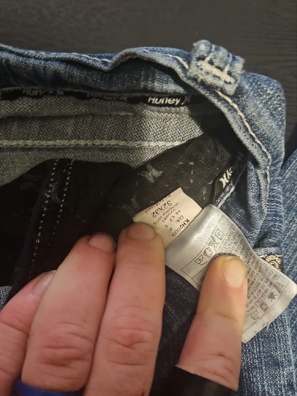 Hurley Faded Blue Denim Jeans with Back Pocket Logo